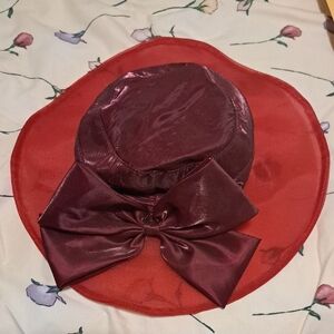 Vintage 1980s Maroon Hat with Satin Bow